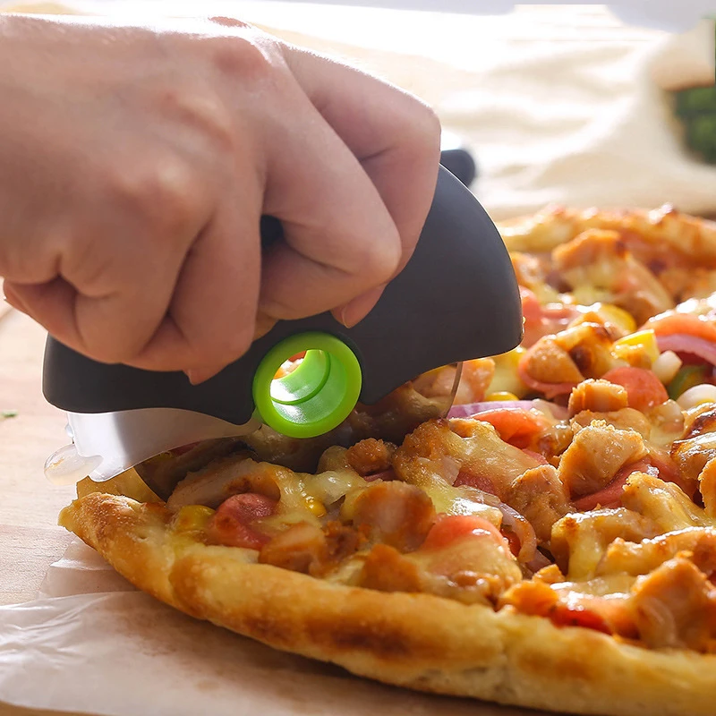 Stainless Steel Pizza Cutter Round Wheel Lid Roller Dough Slicer Pastry Kitchen Baking