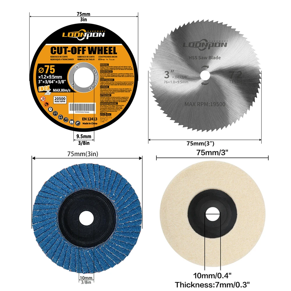 20PC Grinding wheel Metal cutting disc Polishing sheet Polishing Wheel Felt Wool ing Polishers Pad For 12V Angle Grinder