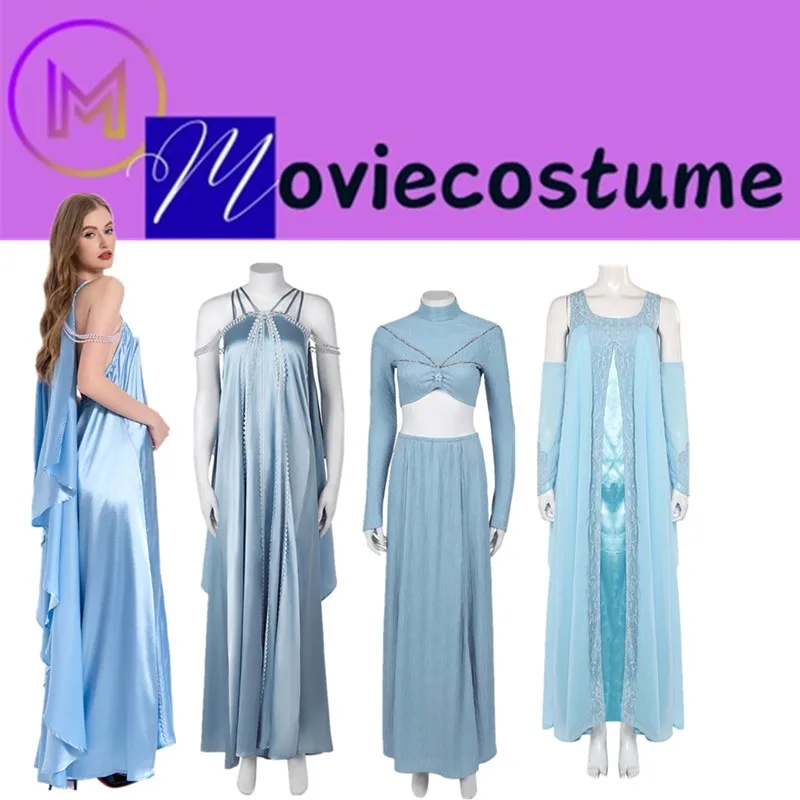 Padme Cosplay Amidala Blue Dress Sleepwear Costume Women Fantasy Shirt  Skirts Disguise Outfits Halloween Carnival Party Suit - AliExpress 200000532
