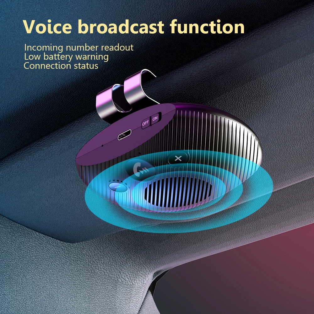 

Bluetooth 5.3 Car Sun Visor Hands-Free Speakerphone Wireless Audio Receiver MP3 Music Player Handsfree Car Kit Car Accessaries