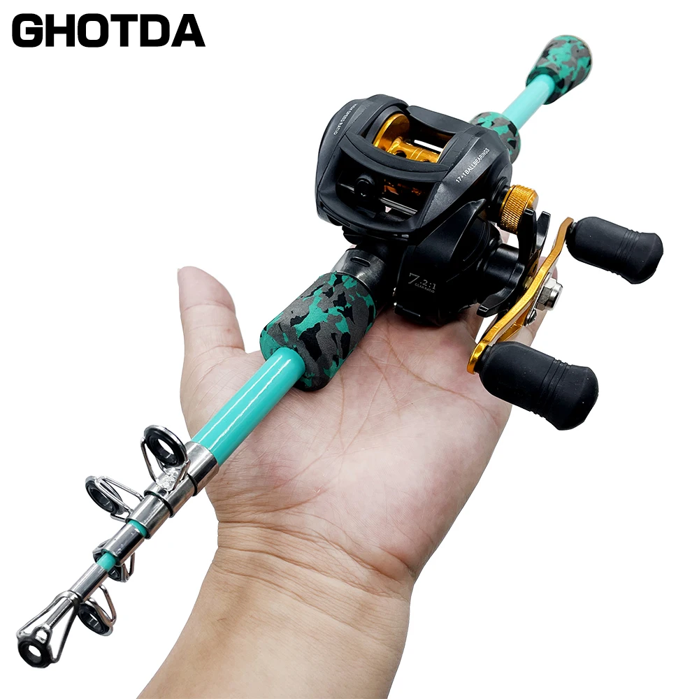 

Portable Telescopic Fishing Travel Combo 1.3m 1.5m 1.8m Fishing Rod and Baitcasting Reel 7.2:1 Gear Ratio 17+1BB