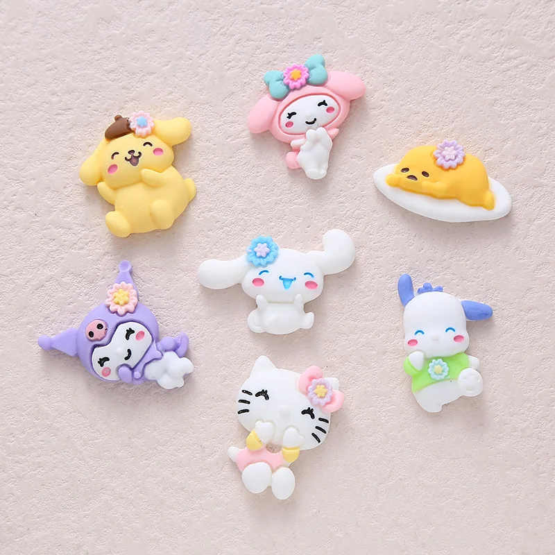 

10Pcs Kawaii Sanrio My Melody Kuromi Diy Accessories Anime Cute Girly Heart Cinnamoroll Cartoon Storage Box Patch Toy for Girls