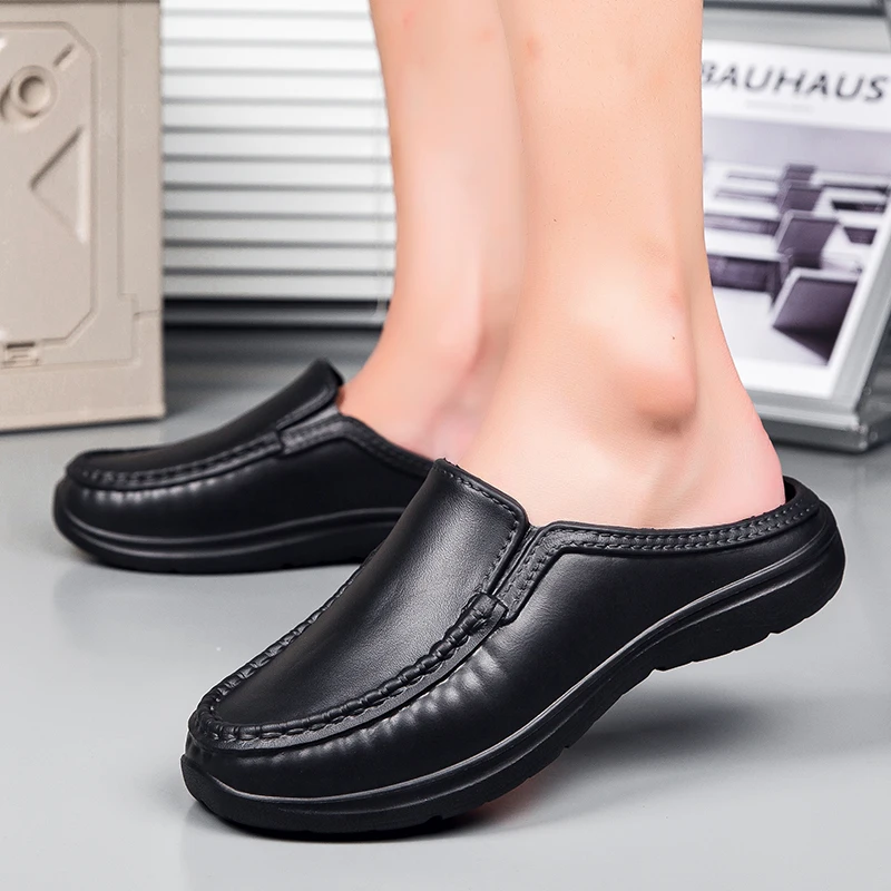 Chef Shoes Four Seasons plus Size Men's Anti slip and Oil Resistant Chef Work Shoes Fashion Casual Business driving Leather Shoe