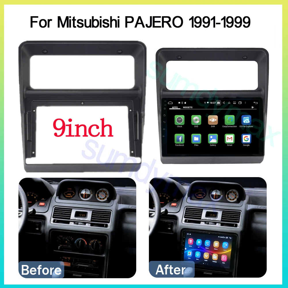 

9inch big screen 2 Din android Car Radio Fascia Frame for Mitsubishi PAJERO 1991-1999 car panel Dash Mount Kit