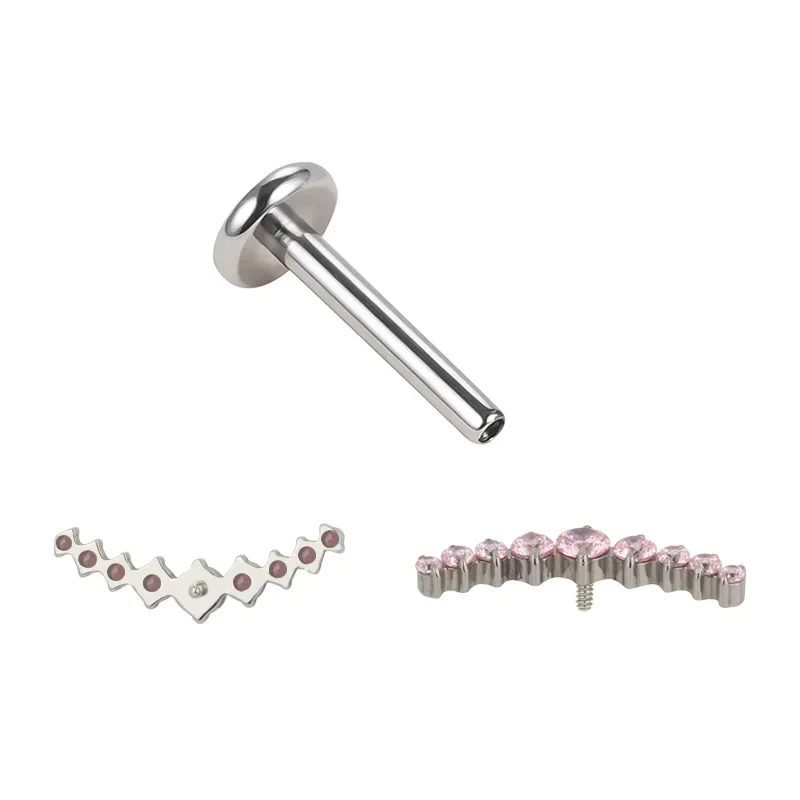 G23 Titanium EAR PIERC Internally Thread 9 Prong CZ Pave Top Ear Rings Cartilage Tragus Earrings Lip Stud Helix Piercing Jewelry piercing jewelry,body piercing earrings,ear piercing jewelry,metal jewelry,body piercing jewelry,body jewelry
