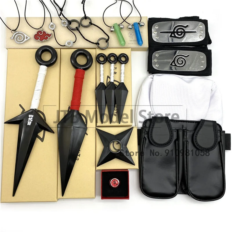 

Naruto Figure Cosplay Costume Props Shuriken Anime Figurine Role Play Hand Sword Weapon Model Ninja Darts Kunai Gift Figma Gifts