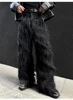 Trendy Stylish Men's Black Fur Imitation Trousers Personality Faux Fur Splicing Pants Heavy Industry Fur Imitation Pocket Pants 6
