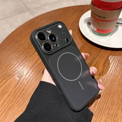Magnetic Liquid Silicone Acrylic Case with Lens Film and Enhanced Protection - iPhone 15 (Black)