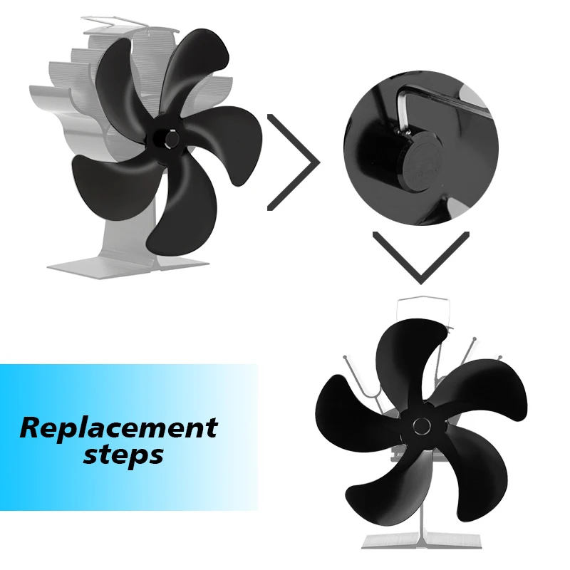 5 Blades for fireplace fans Durable High Quality Accessories Aluminum AlloyFan Blades Environmental Low Noise