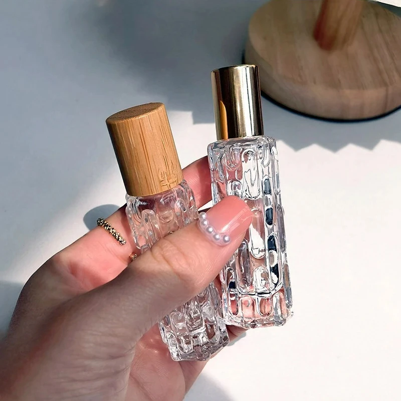 10ml Portable Thick Glass Roller Essential Oil Perfume With Balls Bottles Travel Refillable Rollerball Vial Travel Roll On Vials 5