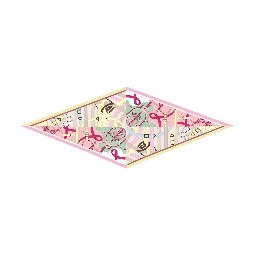 

New Fashion Rhombus Scarf With Belt Chain Design Diamond Rope Print Woman Luxury Bandana Headband Hijab Foulard NeckerchiefShawl