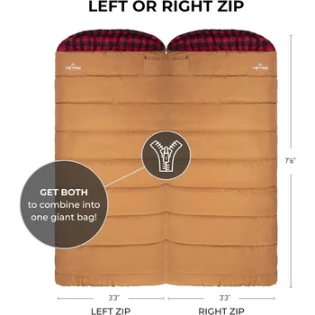 0 Degree Sleeping Bag. Warm and Comfortable Camping Sleeping Bag, Tough Canvas Shell for Camping 2