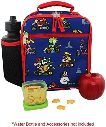 Super Mario Bros Boy's Girl's Soft Insulated School Lunch Box (One size, Red/Multi)