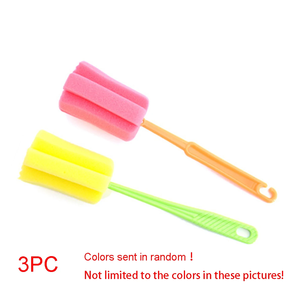 3pcs Sponge Cleaning Brush Home Kitchen Cleaning Accessories Long Handle Brush Bottle Cup Glass Washing Clean Tool Cleaner Brush 2