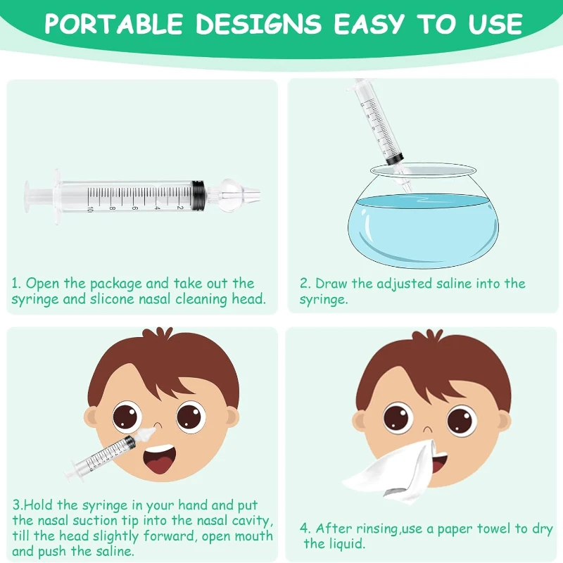 Professional Baby Nasal Aspirator with Nose Cleaning Tweezers Set Syringe Nasal Irrigator with Tweezers for Newborn Infants Kids 6