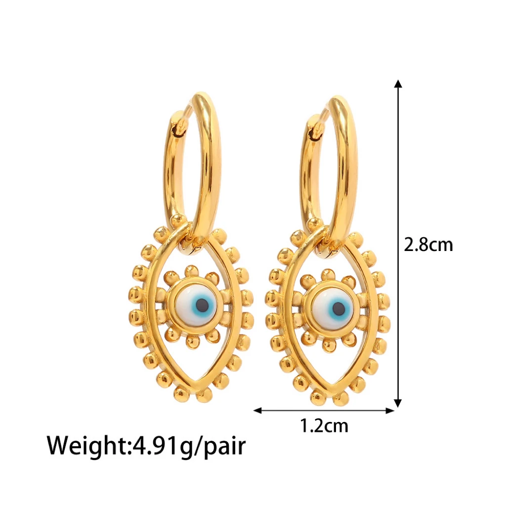 PAPERPLUS | Evil Eye Earrings Original Design Girl Charm Hollow Drip Gold Stainless Steel Pendant Trending Jewelry Women 2024