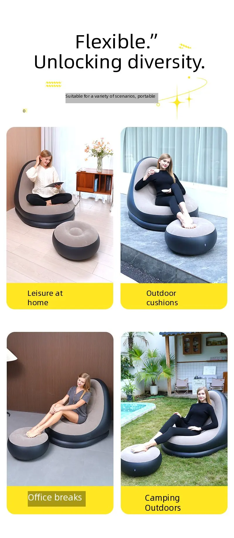 كرسي نفخ صالة مع مسند قدم