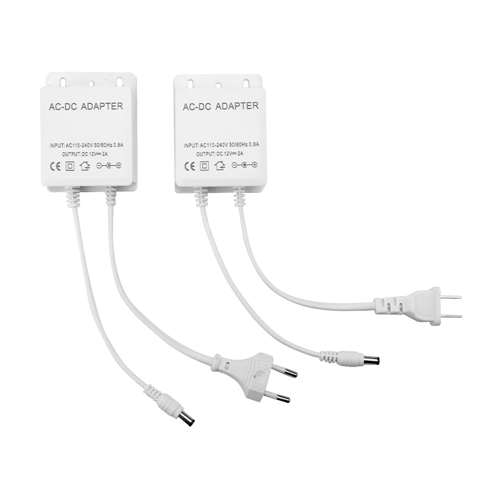 Power adapter AC 100-240V To DC 12V 2A Outdoor Waterproof EU/US Plug 5.5mm*2.1/2.5mm Interface For Camera LED Strip