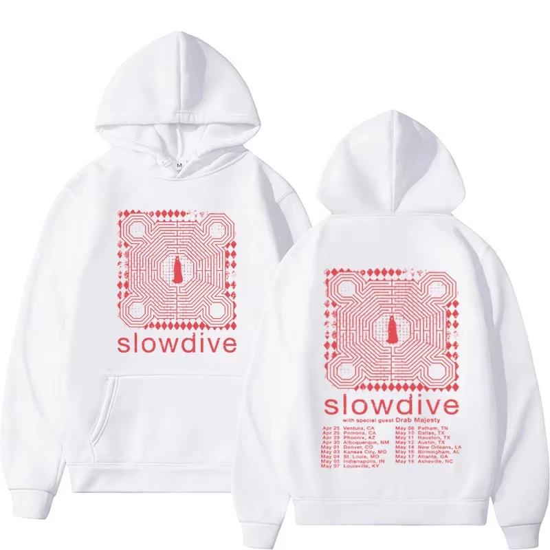 Casual Fleece Oversized Hoodie Slowdive Band 2024 Tour Concert Print Hoodies Men Women Hip Hop Gothic Pullovers Sweatshirts 4