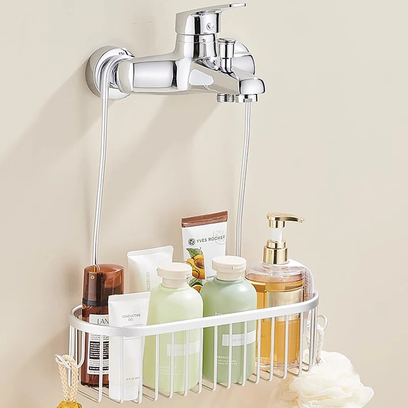 Deluxe Hanging Shower Caddy with Hooks and No-Drill Installation