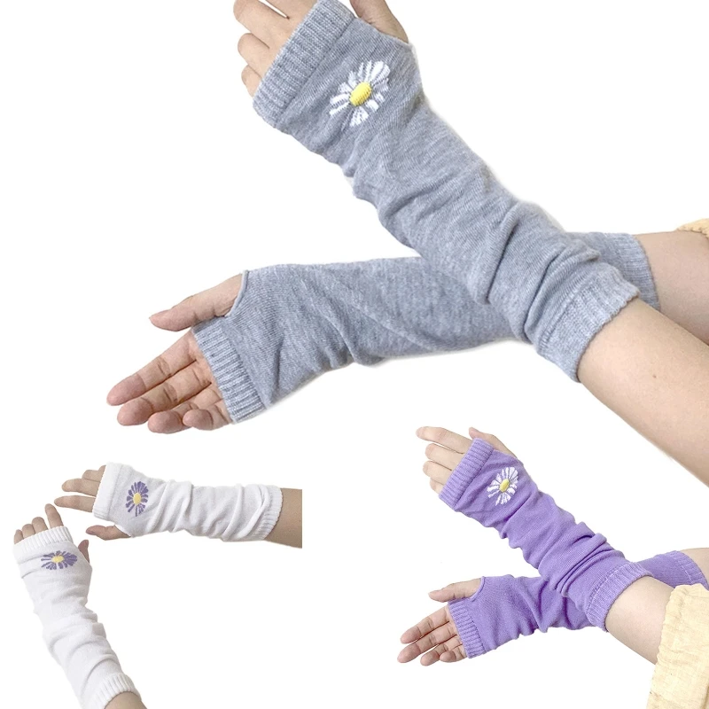 

Half Finger Arm Cover Fingerless Gloves Women Knitted Sleeves for Friends