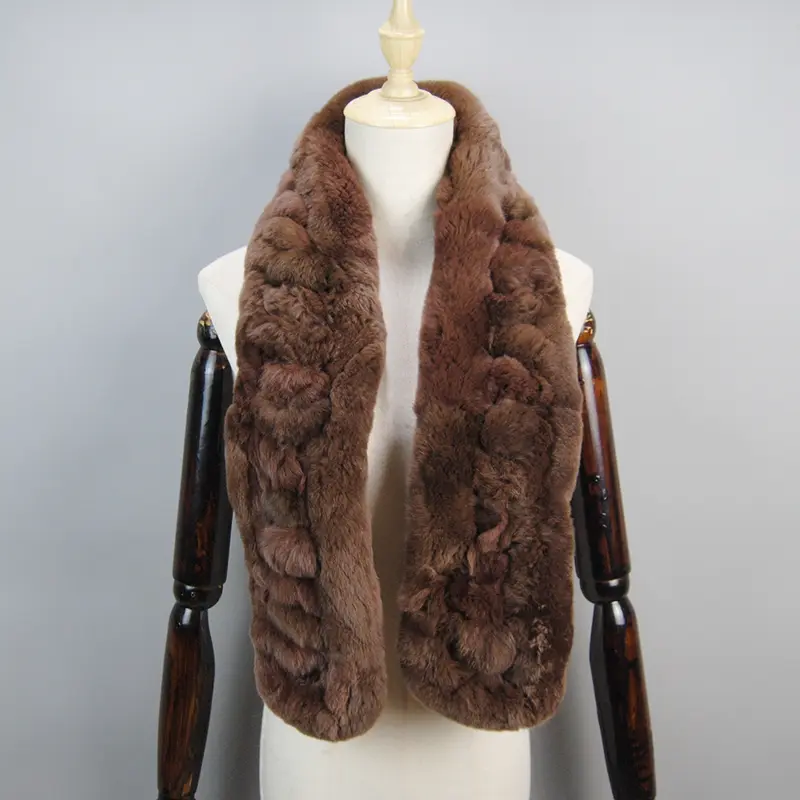 2026 New Arrivals Women Real Rex Rabbit Fur Scarf Lady Fashion Knitted Warm Soft Winter 100% Natural Real Rex Rabbit Fur Muffler - Image 22