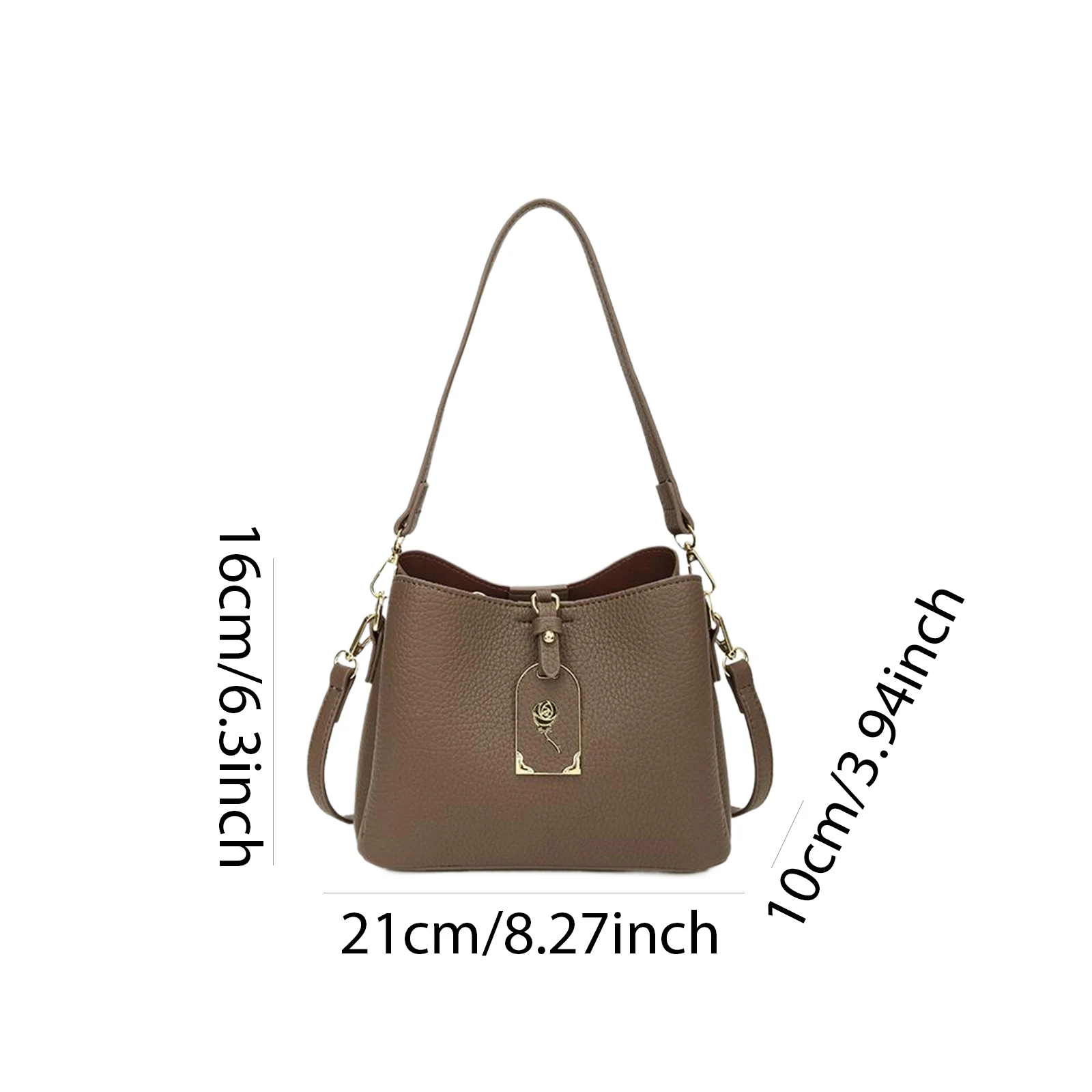 Women PU Leather Solid Color Shoulder Bag Large Capacity Shoulder Bag One Shoulder Bucket Bag for Travel Shopping Work Daily Use
