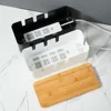 Desktop Cable Storage Box Bamboo Wood Seven-hole Power Line Wire Management Organizer Charger Socket Network Line Storage Bin 4