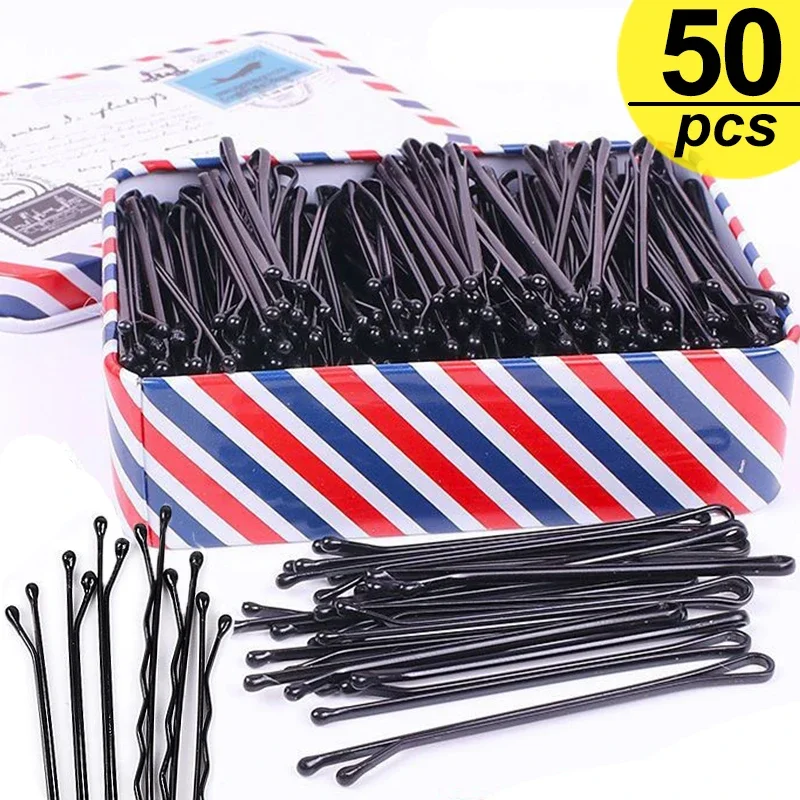 

Black Hairpins for Women Hair Clip Lady Bobby Pins Invisible Wave Curly Bride Disposable Hairgrip Barrette Hair Clips