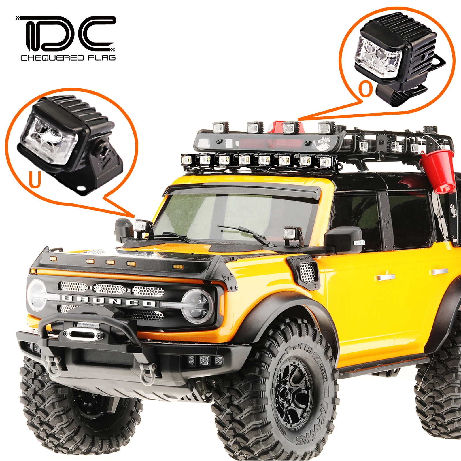 RC Car Light Kits Sidelight with Mount Holder LED Lamp Spotlight Set 1/10 1/12 Truck Rock Crawler Off-road