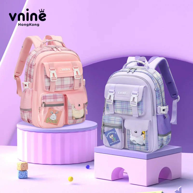 VNINE elementary school backpack girl lightweight backpack girl 1st to 6th grade to reduce burden and protect spine