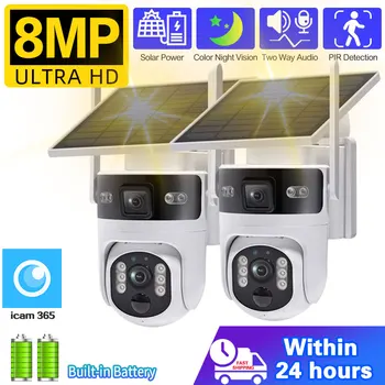 4G SIM Solar PTZ Wireless Camera Outdoor Dual Lens 8MP 4K IP Camera PIR Detection Solar Panel CCTV Security with Battery 1