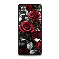 Elegant Red Roses Floral Phone Case - Sleek Black Cover for Note 12Pro Plus (A1)