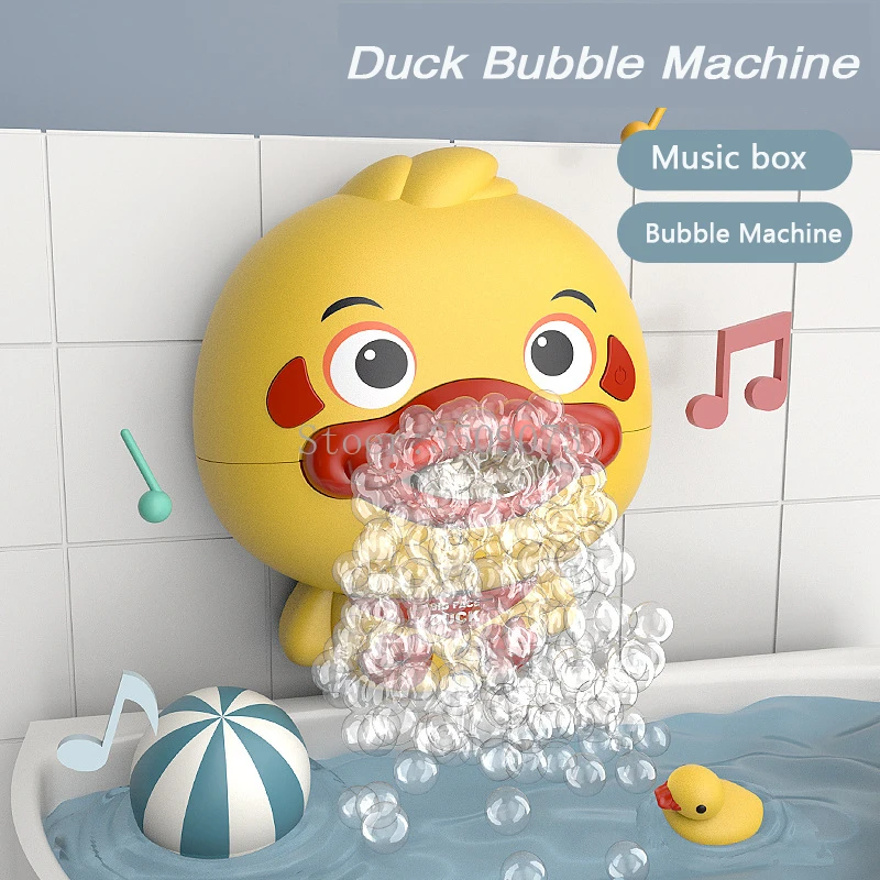 Bubble Duck Water Game Bubble Maker Pool Swimming Bathtub Soap Machine Baby Bath Toys Electronic Bathroom Toys for Children Kids 1