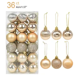 Festive Christmas Tree Ornaments - Elegant Hanging Decorations for Home and Party Decor 2023 (36pcs champagne gold)