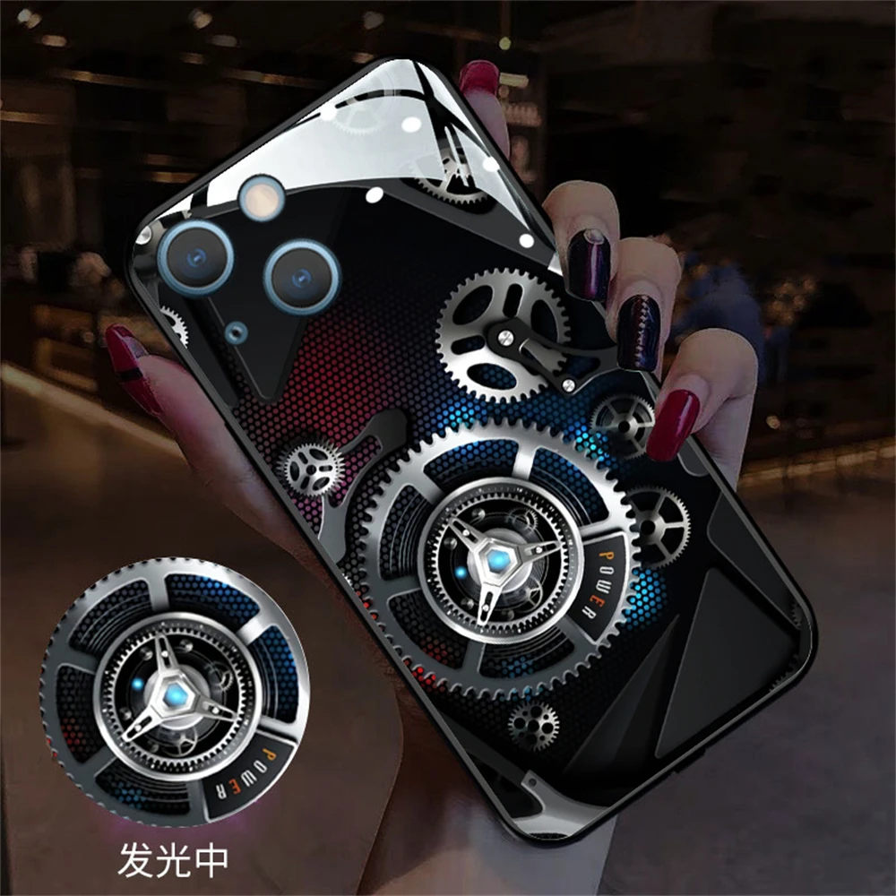 Super Gear Wheel Design LED-Licht leuchtende Handyhülle für Samsung S25 S24 S23 S22 S21 S20 FE Plus Ultra A54 A14 Glitzerhülle – Detail 16