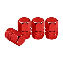 Premium Car Tire Valve Caps - Set of 4 Metal Dustproof Emblems (Red)