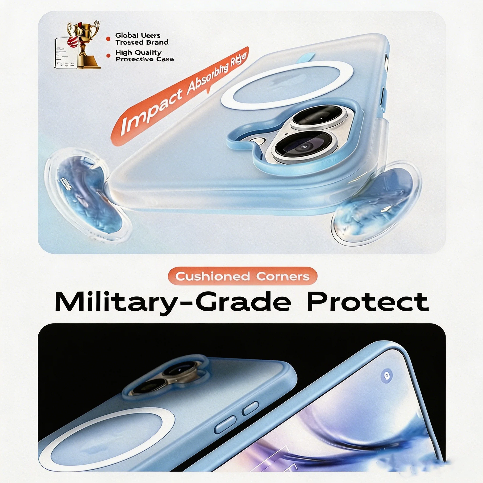 MagSafe-Compatible Magnetic Shockproof Silicone Case with Integrated Camera Cover
