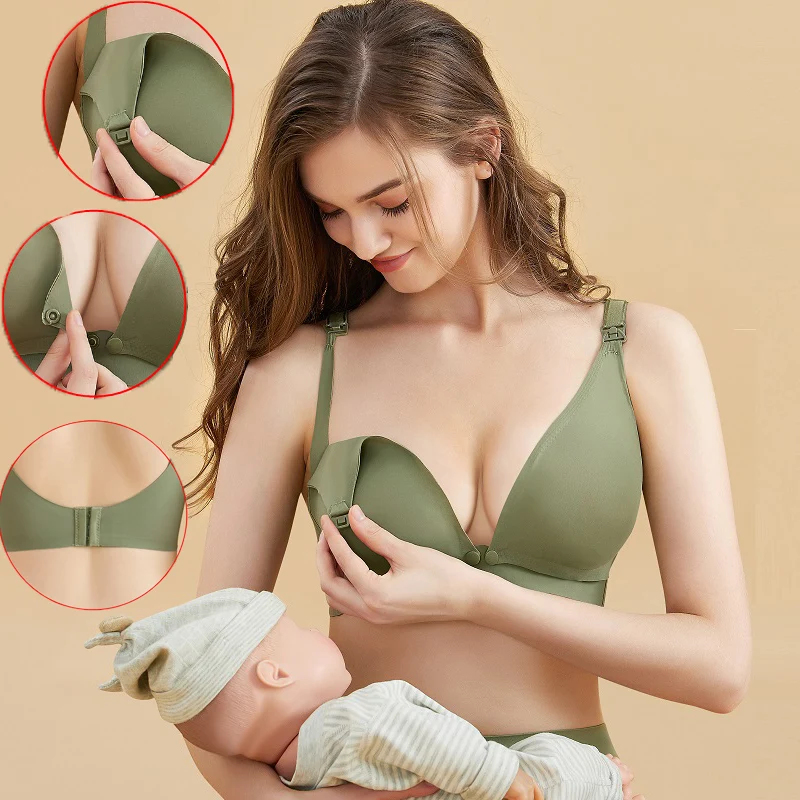 Front Open Buckle Nursing Bra Maternity Bra Lactation With Removable Pads Breastfeeding Bras For Women Pregnancy Clothing New 2021new lace back buckle maternity nursing bra without steel ring gather bra pregnancy clothing women s organic cotton underwear