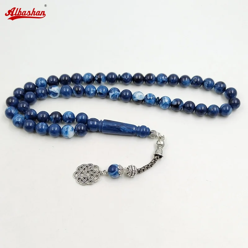 Синий мужской браслет Tasbih из смолы 33 45 66 99 четки Молитвенные Четки арабские зеркальные модные браслеты Misbaha