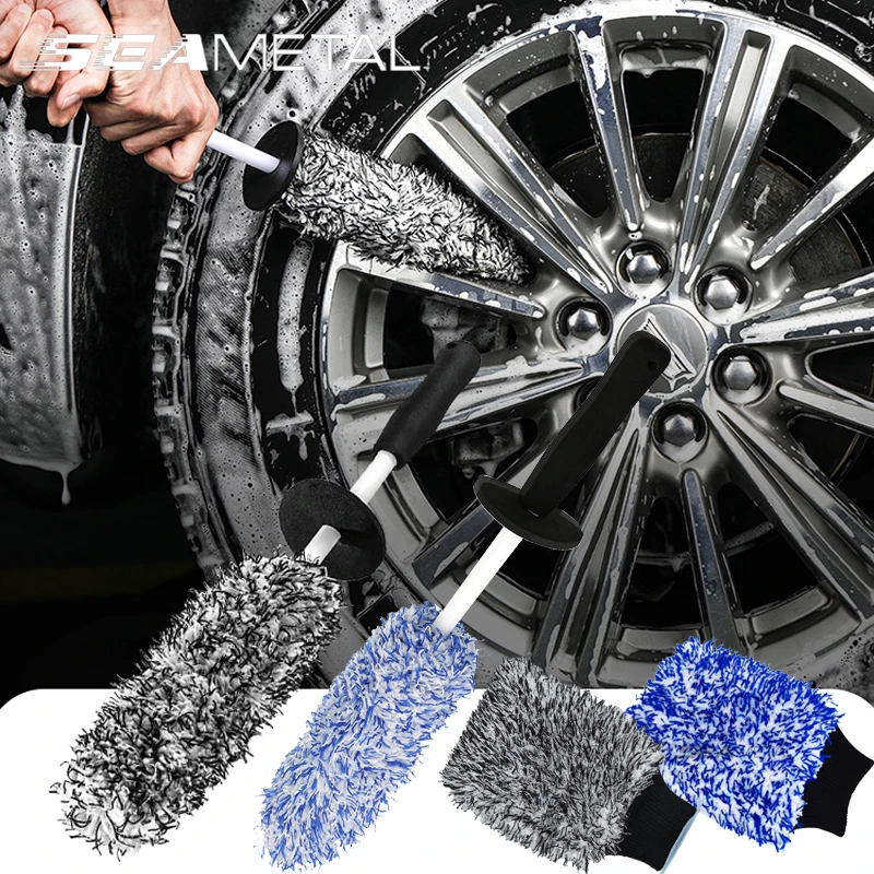 Kit d'outils de nettoyage de lavage de voiture 9 pièces, brosse de roue  pour nettoyage de brosse de pneu de roue en alliage de voiture, brosses de  détail automobile, nettoyant de jante