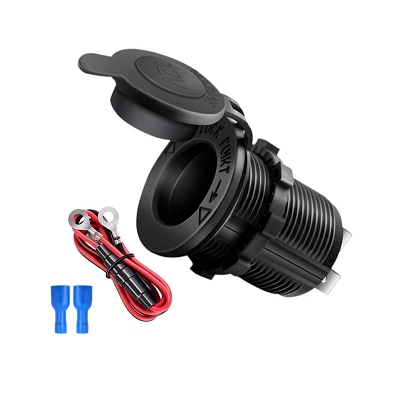 Presa Accendisigari Universale 12-24V Femmina, Con Coperchio Impermeabile E Staffa, Per Auto, Moto, Barca - 4