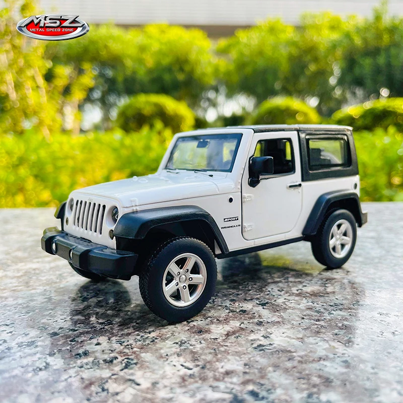 MSZ 1:32 jeep wrangler White alloy car model children's toy car die-casting boy collection gift pull back function