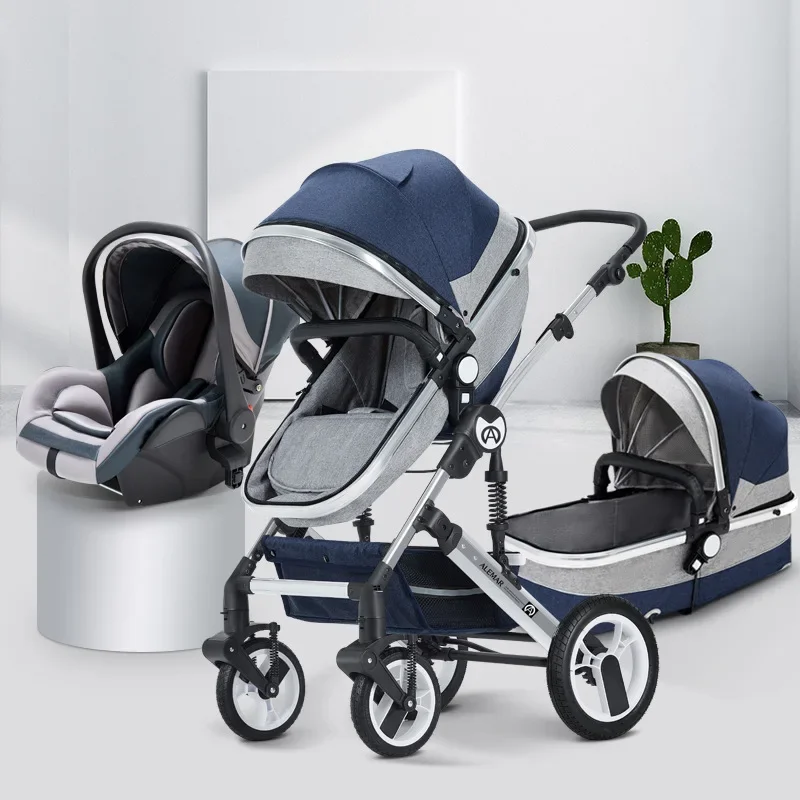 High Landscape Baby Stroller 3 in 1 With Car Seat and Stroller Luxury Infant Set Newborn Baby Car Seat Trolley