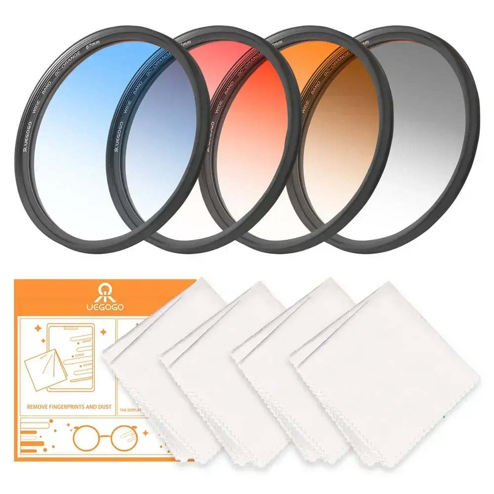 Gradient Gnd Filter 55 62 67 72 82 mm Gradient Red Orange Blue Grey For Camera Canon Lens M50 600d Nikon D5100 D5600 Sony A6000 3