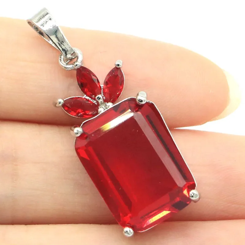 5g Customized 925 SOLID STERLING SILVER  PENDANT Pretty Golden Citrine Red Blood Ruby Rich Blue Aquamarine  Violet Tanzanite Lad