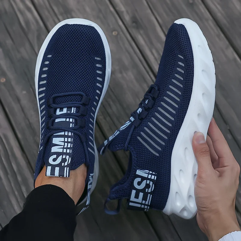 Men's Fashionable Sports Shoe Lightweight Cushioning Tenis Gym Sneakers Comfortable Running Shoe Leisure All-Match Fabric Upper