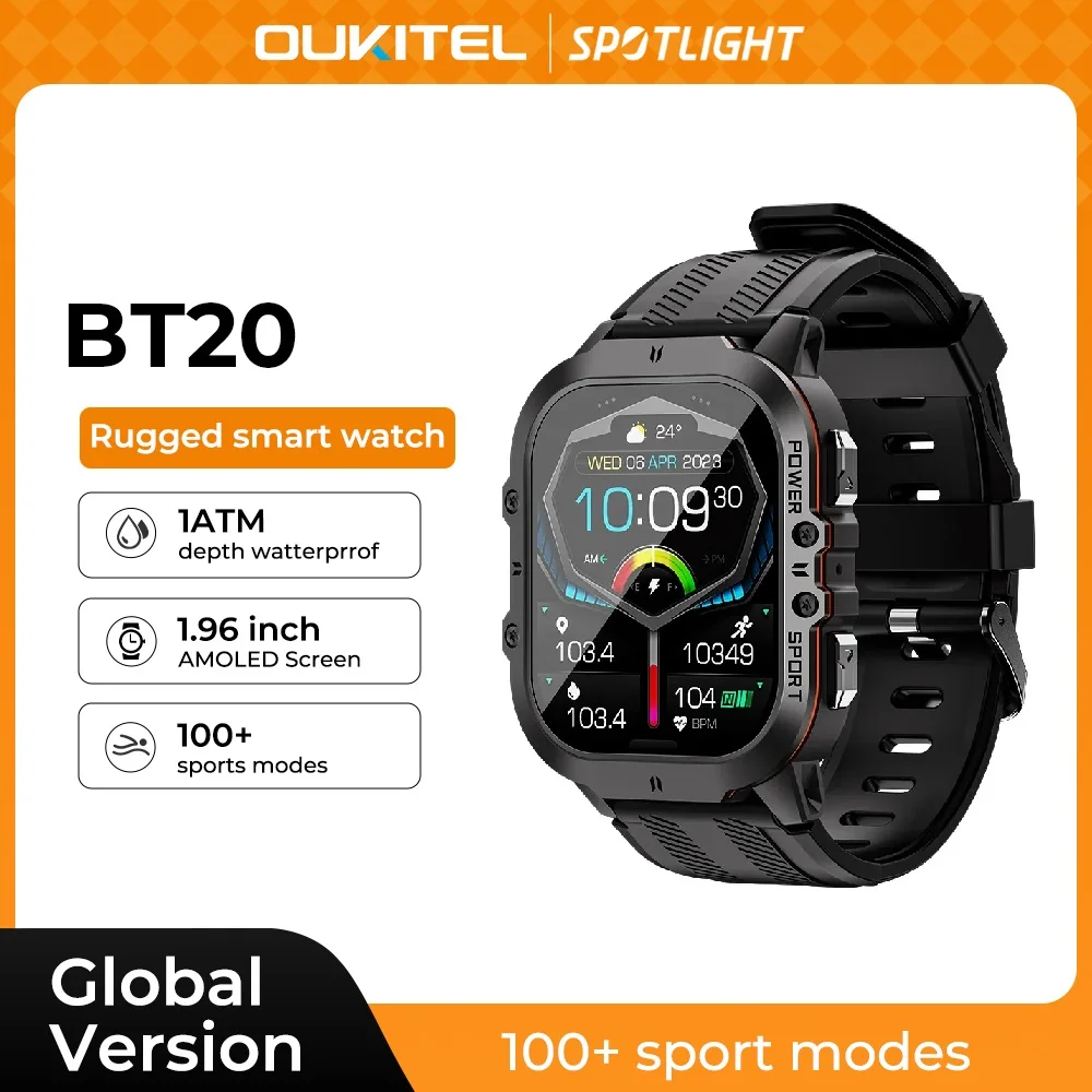 Oukitel BT20 ทนทานSmartwatchกีฬาสมาร์ทนาฬิกาสําหรับชาย 350MAh BT