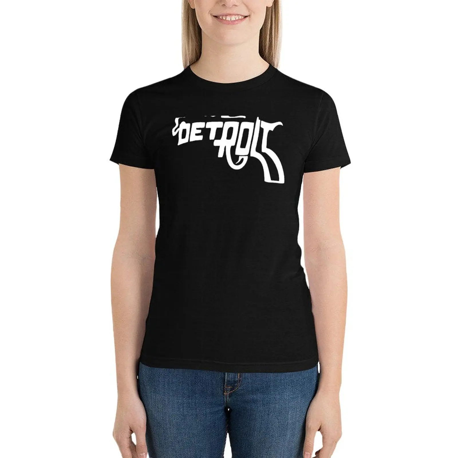 

Detroit Smoking Gun T-Shirt cute clothes summer top kawaii clothes cute t-shirts for Women