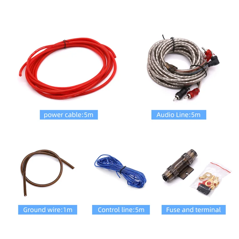 6/8GA Car Amplifier Cable Set 60AMP Subwoofer Power Cable AMP Wiring Fuse Wire Installation Kit Vehicle Modification Parts car stereo accessories audio speaker wiring kit car amplifier wiring kit